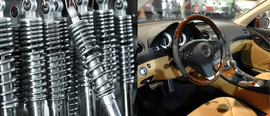 car suspension and steering wheel